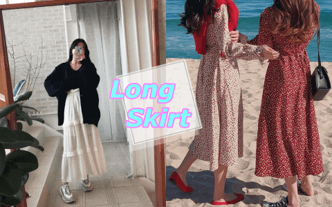 連最顯胖的蛋糕裙也不是問題!韓系女孩的長裙顯瘦穿搭術!