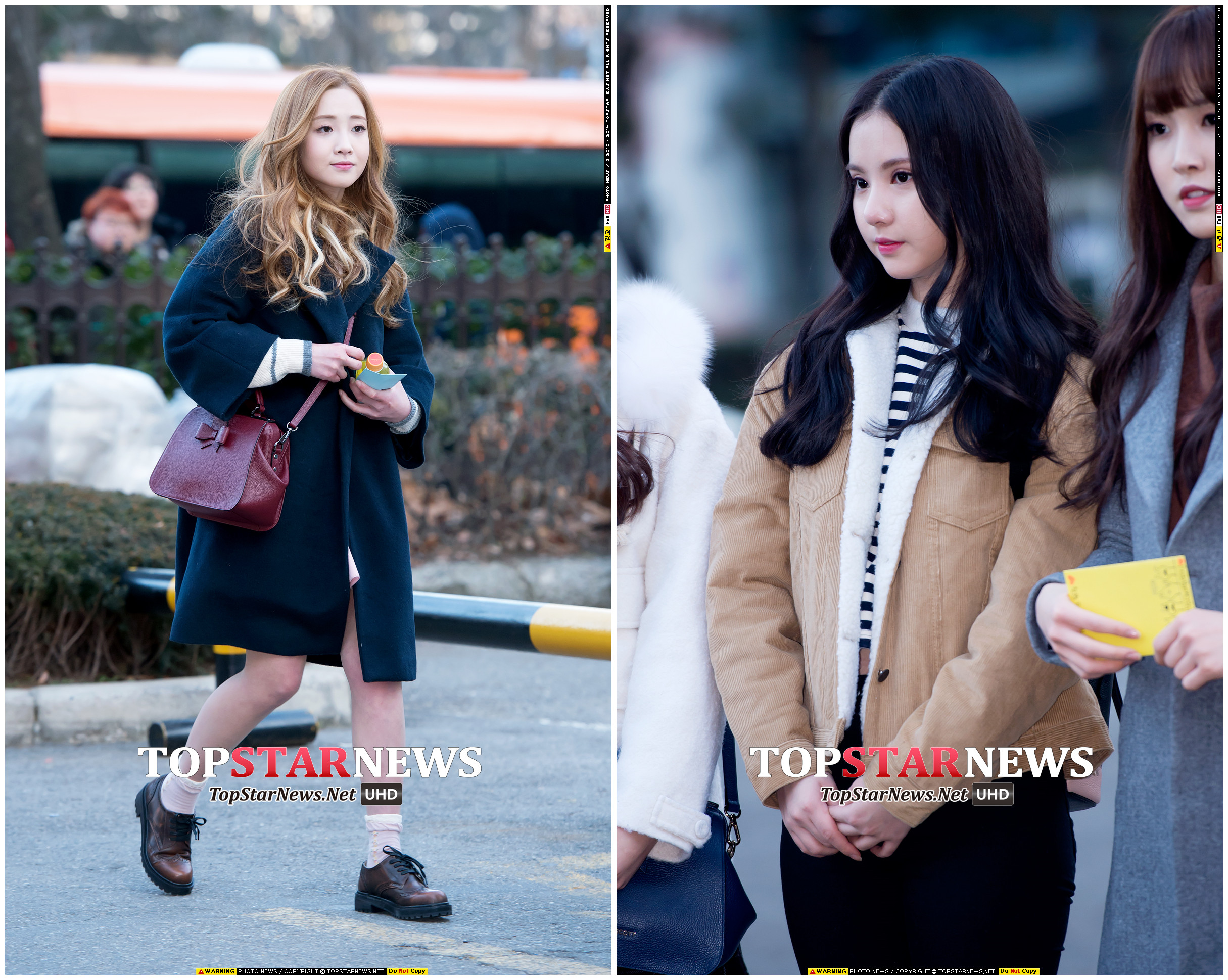 比起前面的成熟風和帥氣風,GFRIEND的Eunha和Lovelyz的智愛同時選擇了可愛風的中分造型,女神般的波浪捲髮,搭配上可愛的穿搭,衝擊出了一種反轉魅力。而且大波浪帶來的蓬鬆感能把大部分臉蛋都遮掩住,不管是臉上的贅肉還是浮腫,大波浪的瘦臉效果都是最好的。