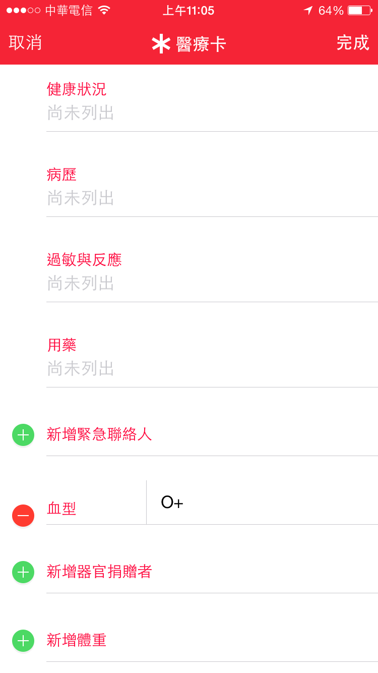 #9 醫療卡功能
最後要跟大家介紹的是醫療卡功能,新版iPhone都有內建「健康」APP,其中醫療卡的功能若填寫完畢,能夠幫助你在遇到意外事故的時候,醫療人員快速理解你的身體狀況與用藥紀錄,就不需要再花時間去查囉!是個很少人會在意,但是頗重要的功能~