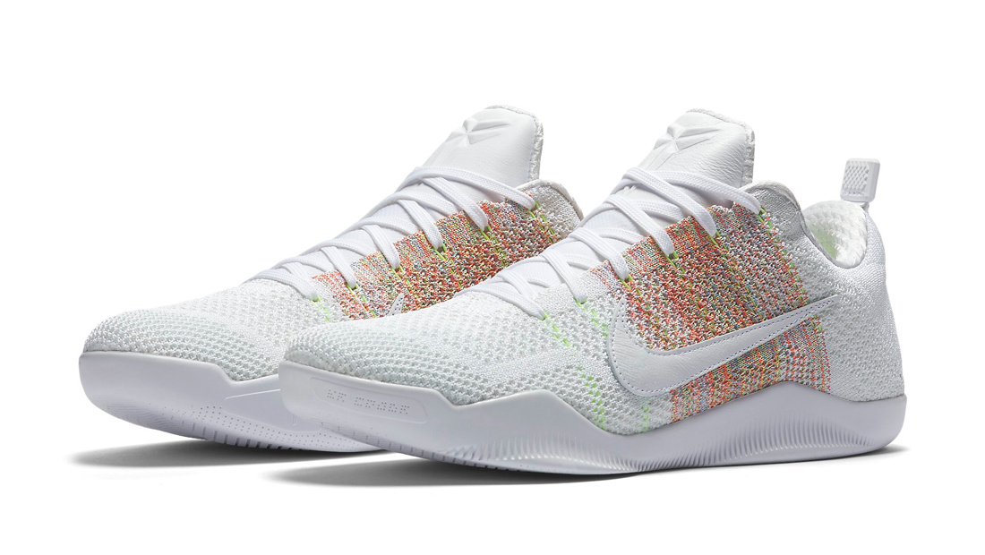 # NIKE KOBE 11 4KB
Nike Kobe 11 早春系列還是以繽紛色彩為主,在白色鞋布上搭配 Multicolor 元素,創造多層次的清新風格!再加上 Flyknit 的針織設計,不覺得風格又更柔和了嗎?
