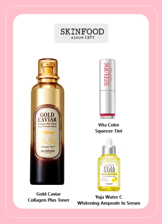 ★ SKINFOOD
SKINFOOD的愛好者應該會很喜歡這次春季的新品系列,包括熱賣中的黃金魚子醬保養系列,還有《請回答 1988》男主角柳俊烈與金裕貞一同拍攝了浪漫廣告的柚子保養系列!柚子系列主打美白保養,由有機柚子提煉而成,連偽少女都想試試!