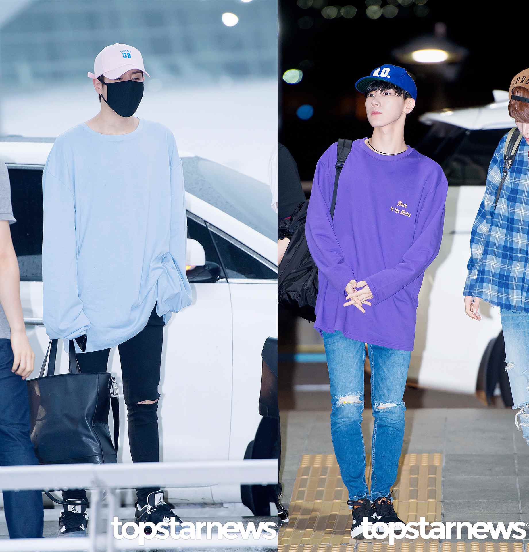 Style①寬T一定要有一件
不管你男友大隻還是小隻,今天秋天一定要有一件寬T,大到連手都能包起來,再搭配上同樣個性的刷破褲,非常K-POP風。