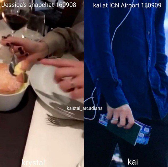在最近就被粉絲發現和Kai同時戴上了戒指,讓不少粉絲在想會不會是情侶戒?而且戴的位置還分別是左右手的無名指,因為國外有個說法是「無名指是和心臟相通的位置」,更是讓不少網友認為這是兩人間的信物
