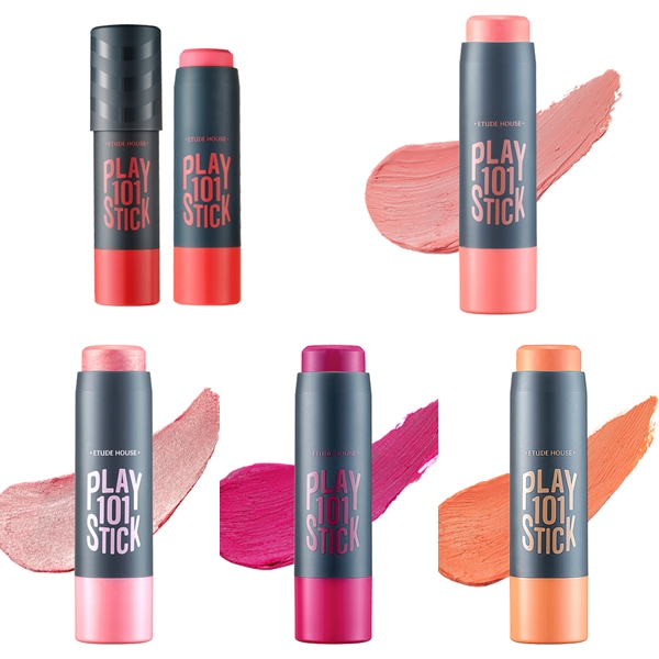 - Etude House 101炫彩百搭魔術棒 -
可用在嘴唇、臉頰、眼睛的多功能彩妝棒,非常顯色也很好推勻,質地滑順好畫。也因為很顯色在當頰彩時要注意用量別一次下手太重唷