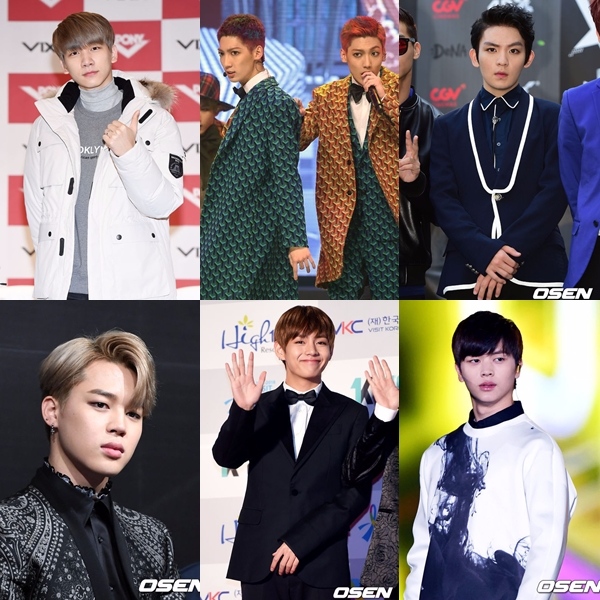 95LINE
鼎鼎大名的95LINE成員有:爀(VIXX)、榮旻、光旻和珉玗(Boyfriend)、 Ricky(TEEN TOP)、V和Jimin(防彈少年團)、陸星材(BTOB)
時常會看到他們在節目上、歌謠大戰玩在一起的影片,雖然還沒看到95LINE所有人玩在一起的畫面,但小編相信離那天不遠啦!