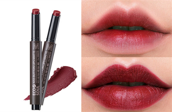 ⑦THE SAEM/Eco Soul KISS Button Lips Matte 06
作為霧面唇膏還特別滋潤,
直接塗也完全不用擔心會起皮。
而且不挑膚色。