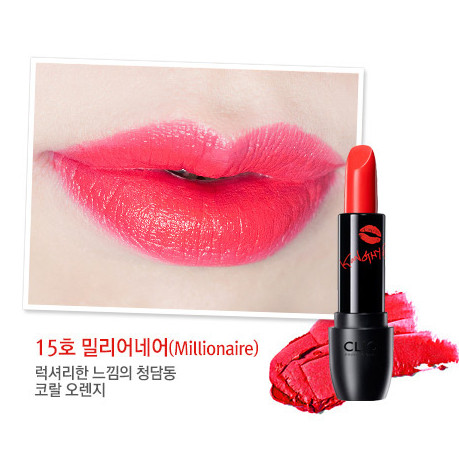 ③ CLIO/Virgin Kiss Tension Lip 15
霧面質感,會有點乾,所以用之前一定要做好潤唇。
但顯色度很高,有點螢光色的感覺。
皮膚不夠白的女生不建議買,不是日常色。