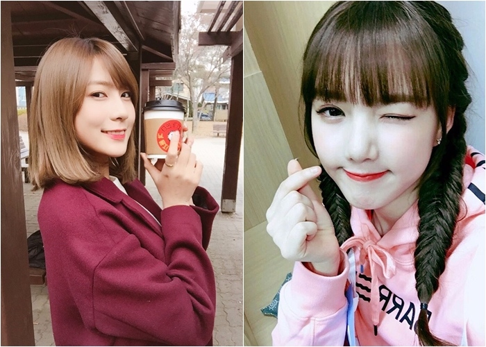 Apink-夏榮,GFRIEND- Yerin
1996年生,夏榮先以APINK出道成為前輩,之後Yerin以GFRIEND出道,兩人從出道前就是好朋友了,在音樂節目遇到時也會開心打招呼~