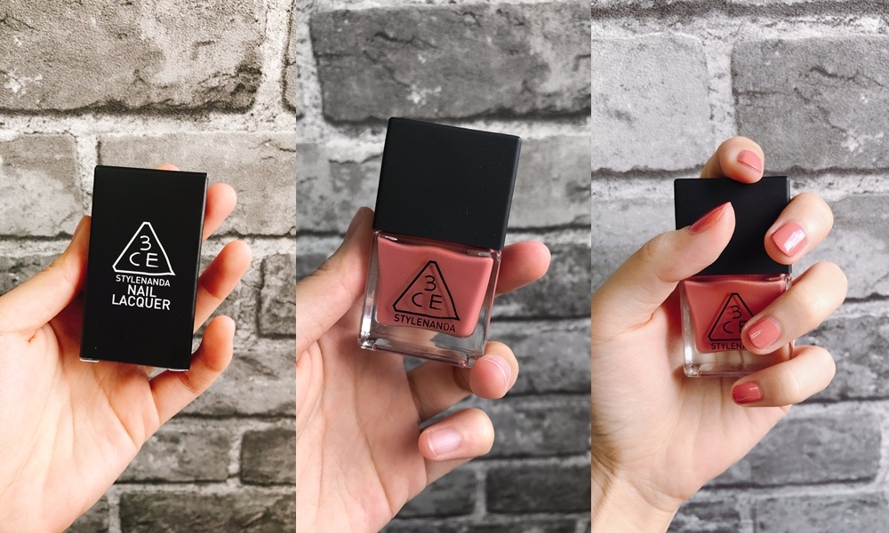 我們J小編還有買了指甲油,3CE NAIL LACQUER #PK08的顏色真的很美,擦起來很有氣質,而且它的筆刷不算大,很適合小片指甲的人使用。(重點是很快就乾了啊!!)