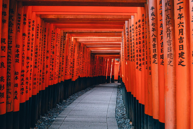 前來此地許願的人們常會捐款在神社內豎立一座鳥居來表達對神明的敬意,而捐款豎立鳥居的單位包含個人、公司行號乃至於各地的商會組織,目前現存的鳥居,最早可以追溯到明治年間。
因為稻荷神的使者是狐狸,因此社內的繪馬也做成了狐狸的模樣,十分特別。稻荷神社可以說是求財運必去的神社,而伏見稻荷大社身為總社自然香火更旺,但祈求財運之餘也別忘了,天助自助者,自己的打拼再加上神明的厚愛幫助才能達到心目中的的『富』喔