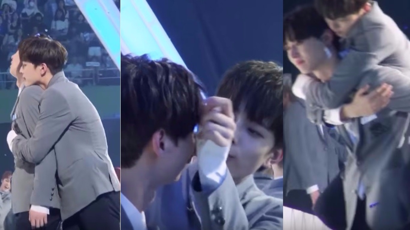 《PRODUCE 101》最終回大家最有印象的是哪個畫面呢?
相信不少粉絲都是黃旼泫心情複雜的崩潰流淚
柳善皓很體貼地一直守在黃旼泫身邊
這幕吧!!!!???