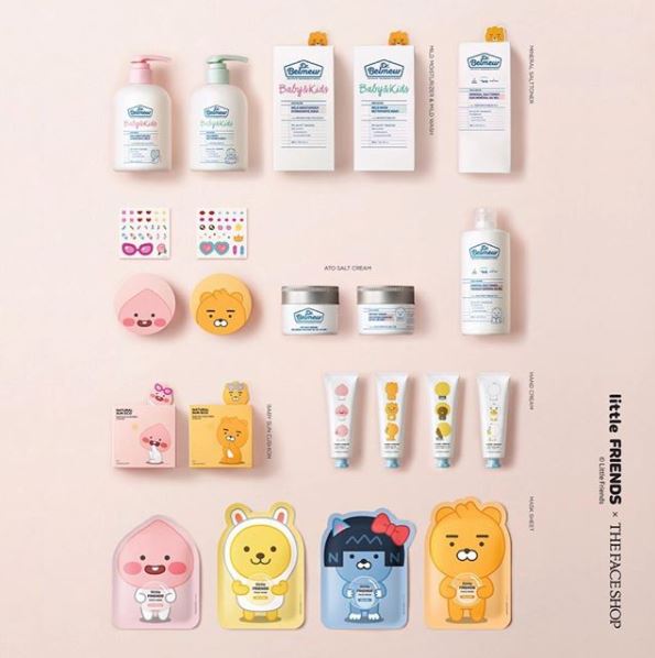 溫和版的系列則是超可愛的Little Friends一起聯名~Kakao的角色們都變Q版了啊!從化妝水乳液到護手霜及面膜通通有!