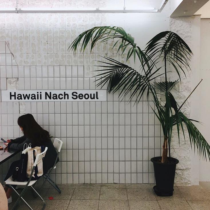 8. 最厲害的角落當然要留到最後 ! 簡單的字體寫著Hawaii Nach Seoul+白色調小磚塊+一棵大植物,真的是拍照好聖地! 地址一起附上給你們 ^^
LUFT
MON-FRI 8AM-10PM
SAT、SUN、PUBLIC HOLIDAYS 10AM-10PM
地址: 서울시 마포구 합정동 362-3