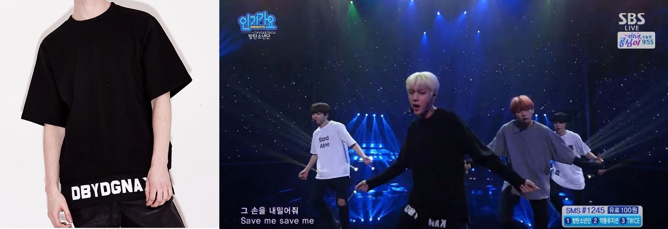 大哥JIN在《SAVE ME》中穿的這件黑色T恤是DBYD.GNAK的