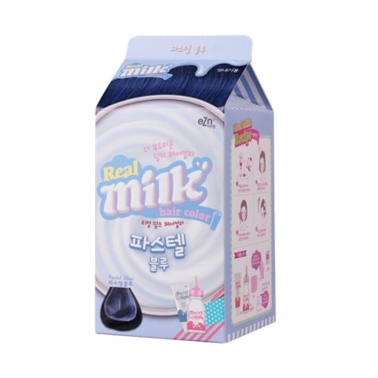 #real milk染髮劑 리얼밀크 헤어컬러
約台幣350元
這款和布丁染髮劑同個品牌推出的牛奶染髮劑,標榜添加了牛奶蛋白質,在染髮過程中比較不傷髮質。顏色選擇上也有比較特別的顏色,像是藍紫色~