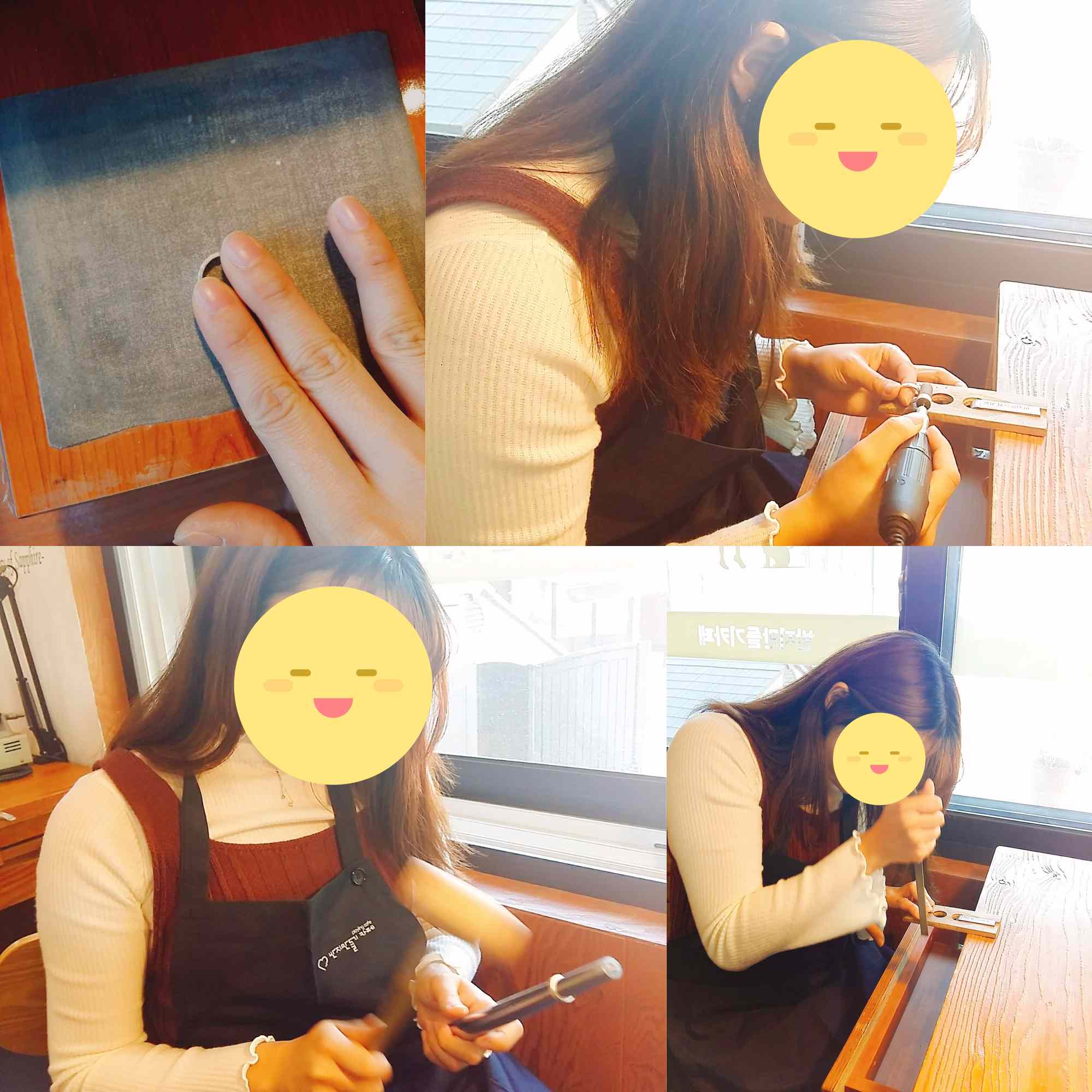 故事繼續~接下來就是按照店員指示一陣敲敲打打磨磨,中途有任何問題都可以請教店員,不得不說這裡的服務態度真的很好,店員很親切又有耐心,也會不斷鼓勵你,讓你可以越挫越勇,有讚美有成長也會更有動力。