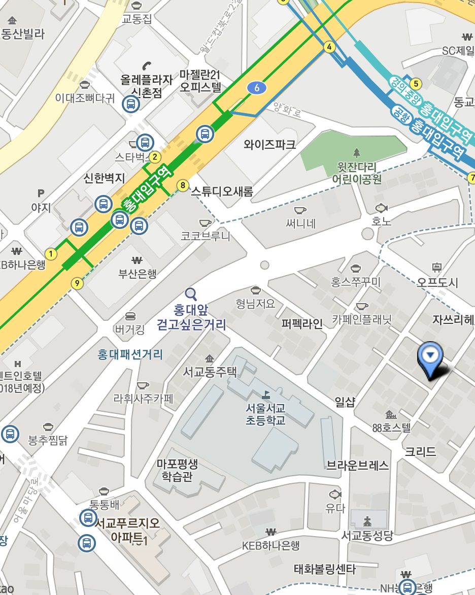 最後附上餐廳位置的地址和地圖:서울시 마포구 와우산로29라길 16 。小編喜歡從9號出口開始走,大概10~15分鐘就會到了,沿路也可以順便逛逛弘大巷弄間的小店喔!