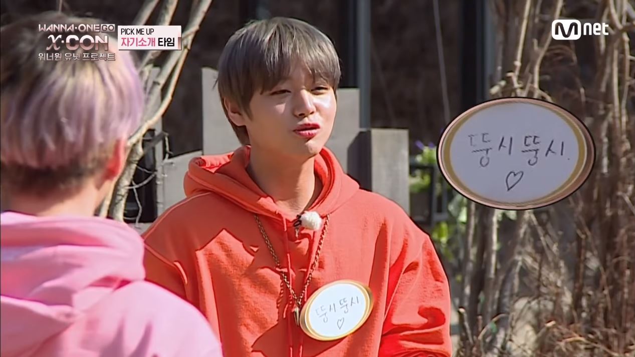 在昨天播出的Wanna One專屬團綜<Wanna One GO: X-CON>中,朴志訓展現了與以往不同的撒嬌技能。節目一開始為了讓成員們能順利分成小分隊,進行了自我介紹的橋段,而身為1號的朴志訓居然介紹自己是「뚱시뚱시(胖嘟嘟)」XD