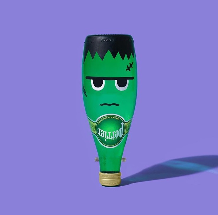 >法國Perrier 氣泡天然礦泉水:
除了有多種口味的氣泡水之外,去年萬聖節還特別推出了一款具有萬聖節風味的外包裝,是不是超可愛~很應景呢!!