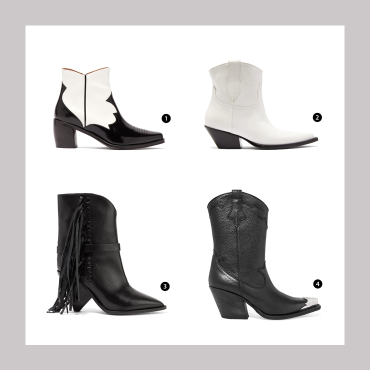 SHOPPING LIST:
1.Alexa Chung黑白設計的矮腰靴
2.Maison Margiela 簡約白色設計靴
3.ISABEL MARANT重點流蘇裝飾黑色短靴
4.McQ Alexander McQueen金屬前端魅力長靴