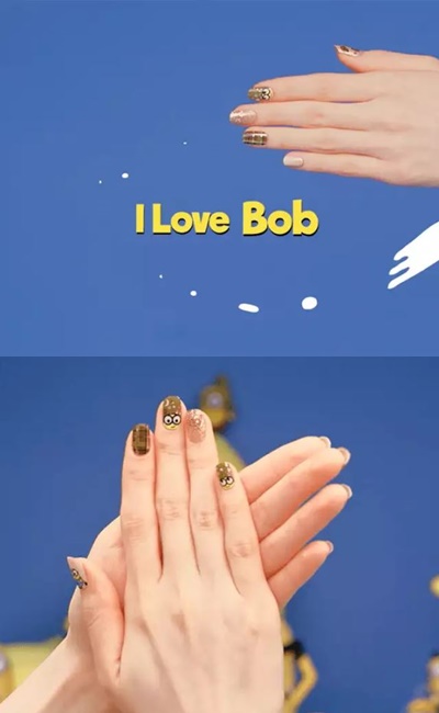 I love Bob(小兵語:我愛Bob)|
小小兵也想穿大衣!以卡奇為主色,搭上秋季格紋、金亮片的元素,有點成熟但又有點不想長大的微叛逆感,充滿秋季mood的小兵指彩就選這款了!