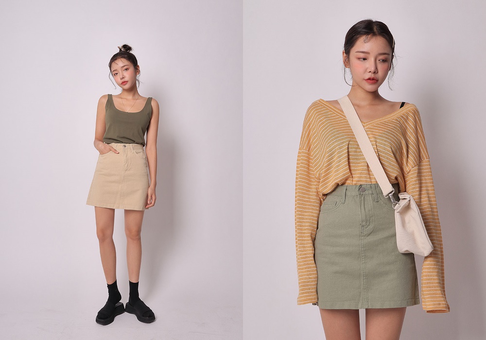 春夏百搭A字純色短裙-原價551元,六折後→331元:
說真的Stylenanda的服飾比較屬於中高層級,不管是小資女孩是學生族,偶爾買個一件就覺得很足夠(畢竟錢包會哭) ,但是只要一打折,絕對是立刻包貨的時候啊!像這種基本款價格很OK,穿起來也很漂亮,除了偽少女之外,摩登少女也忍不住買了軍綠色款的短裙,絕對是顯瘦必備單品!