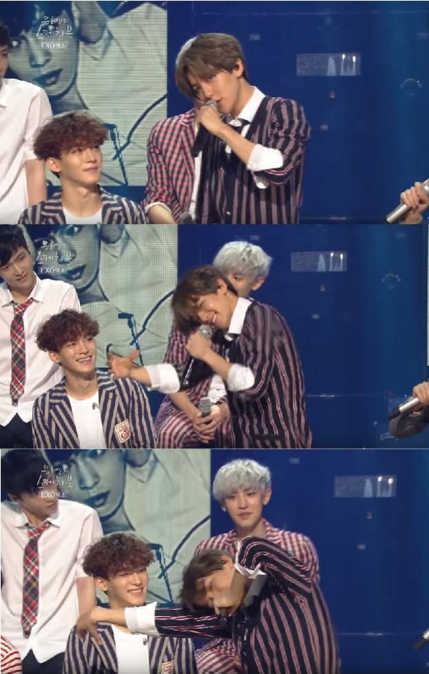 4.模仿成員KAI ㅋㅋㅋㅋ
伯賢愛模仿成員們大家都知道吧?伯賢說KAI知道自己致命的魅力,就算和我們跳一樣的舞也會跳得超與眾不同,會把頭偏一邊,最後還會來個壞笑ㅋㅋㅋㅋ
真的模仿的超像~