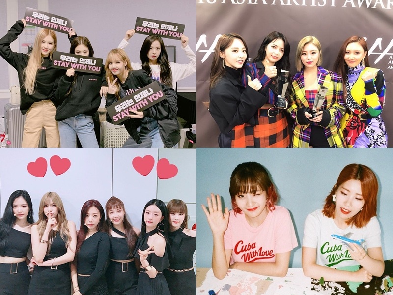 女團的部分則有 BLACKPINK、MAMAMOO、Apink、臉紅的思春期等四組,不管男團還是女團,各組都是音源榜上的強者啊!