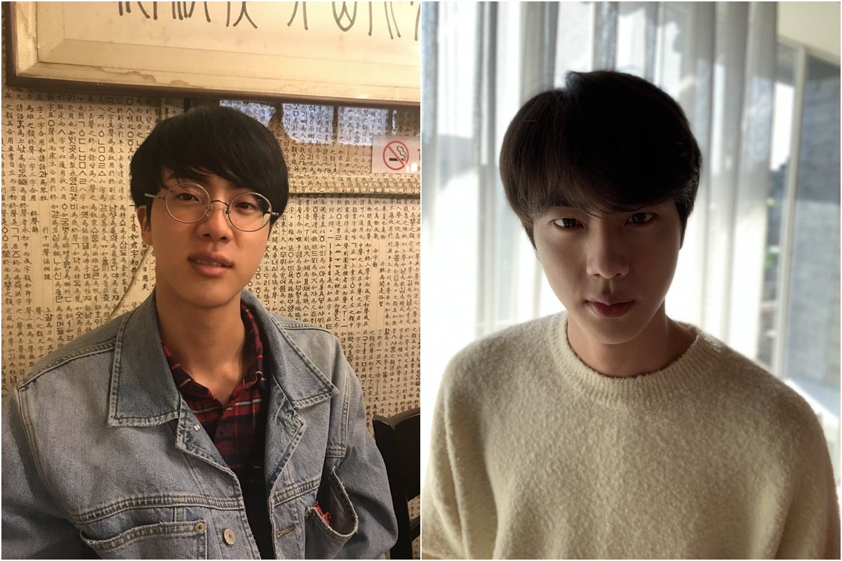 接下來看到J-Hope上傳的2張照片寫下「很強烈吧Jin!生日快樂!」放上帥照之外還附加一張Jin帶著眼鏡像是讀書型學生的照片,完全衝擊大家的視覺阿~