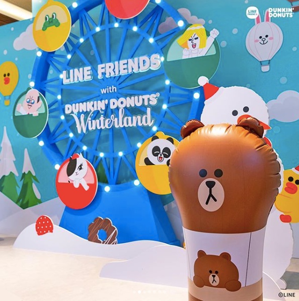 11月27日到12月9日也在首爾三成站的現代百貨,有Line Friends與Dunkin’ Donuts合作推出的「Winter Land期間限定店」。