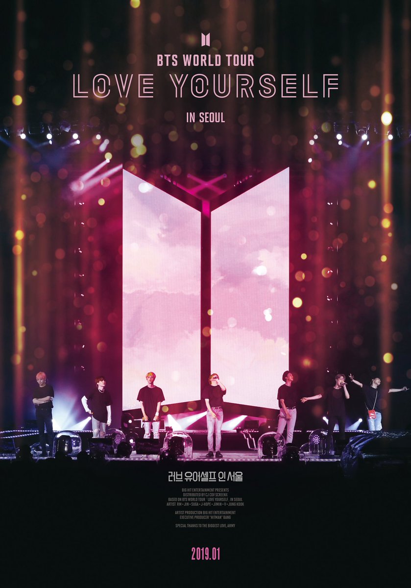 《LOVE YOURSELF IN SEOUL》確定將在1月26日在韓國上映,11月上映的紀錄片《Burn the Stage: The Movie》在韓國動員超過30萬的觀看人數,也創下韓國國內音樂紀錄片觀看最多人數的紀錄!