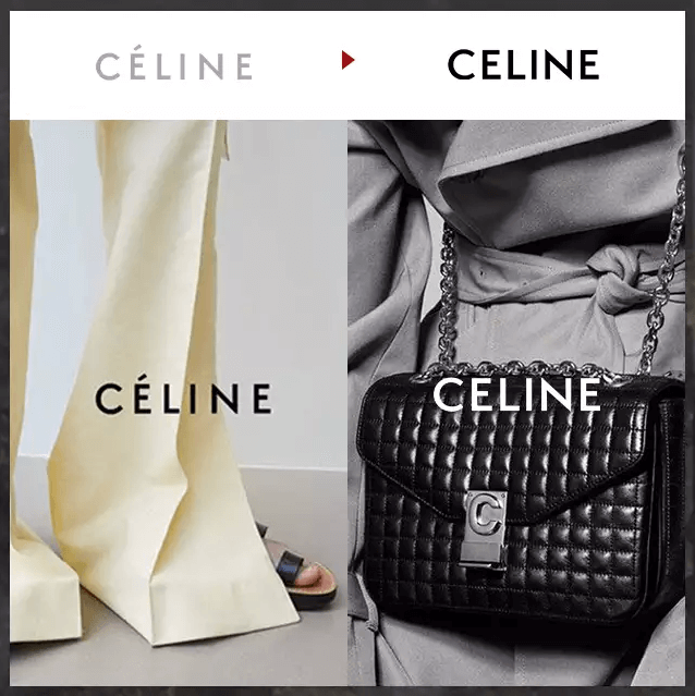 『改變,從LOGO開始:CELINE』
1940創立的法國品牌CELINE最近開啟了歷史上的新篇章,2008年至2018年的創意總監Phoebe Philo 離開,而Hedi Slimance繼任後,想要給大眾呈現一種新的品牌面貌,並在最近公開了新的LOGO。大膽的改掉了從1960流傳下來的LOGO,首度捨棄E上的中音符號和品牌下的Paris字樣。