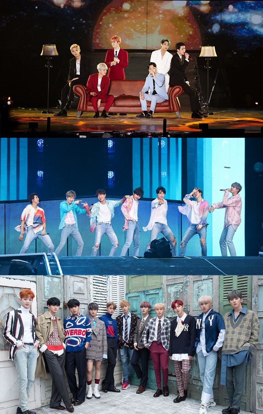 三代男團:
#EXO
#BTS
#Wanna One
而韓國男團的紀錄也是一直被後起之輩打破,2013年才出道的防彈少年團,就登上歷屆男團銷售第一,目前專輯銷量也高達1879萬張,不過音放一位數量還是EXO略勝一籌,總共拿下了116座冠軍!成績真的都太驚人啦!