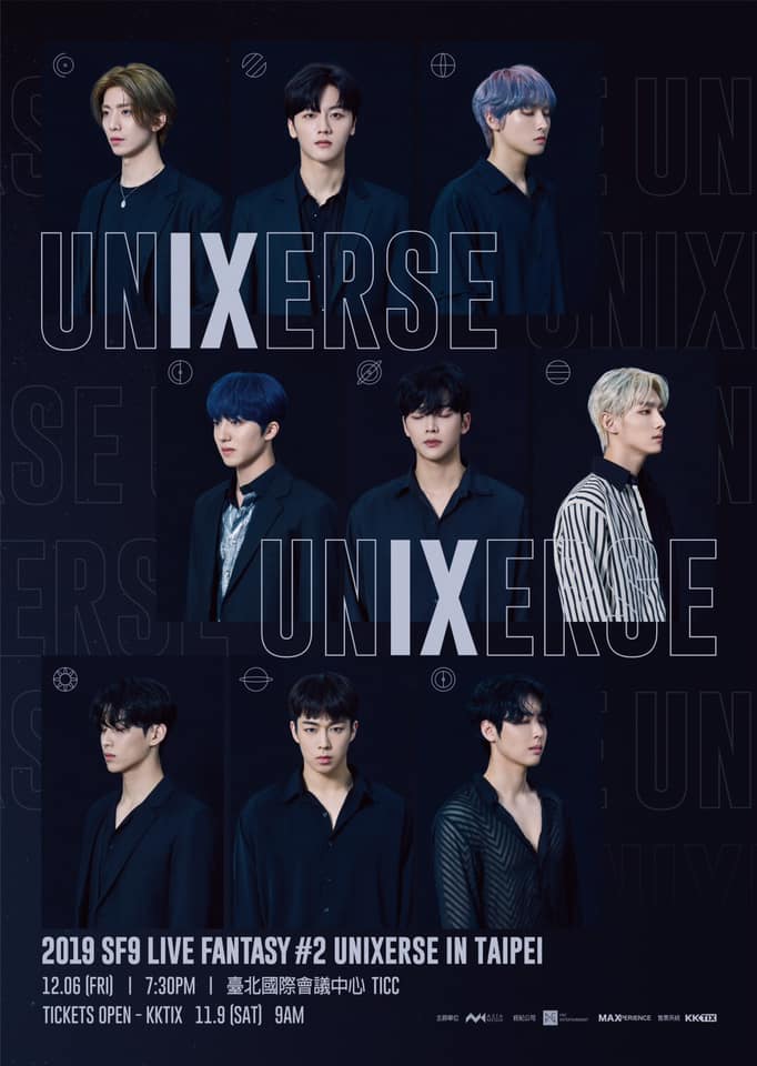 SF9 LIVE FANTASY #2 UNIXERSE IN TAIPEI
時間:2019/12/6(五)19:00
地點:TICC台北國際會議中心
